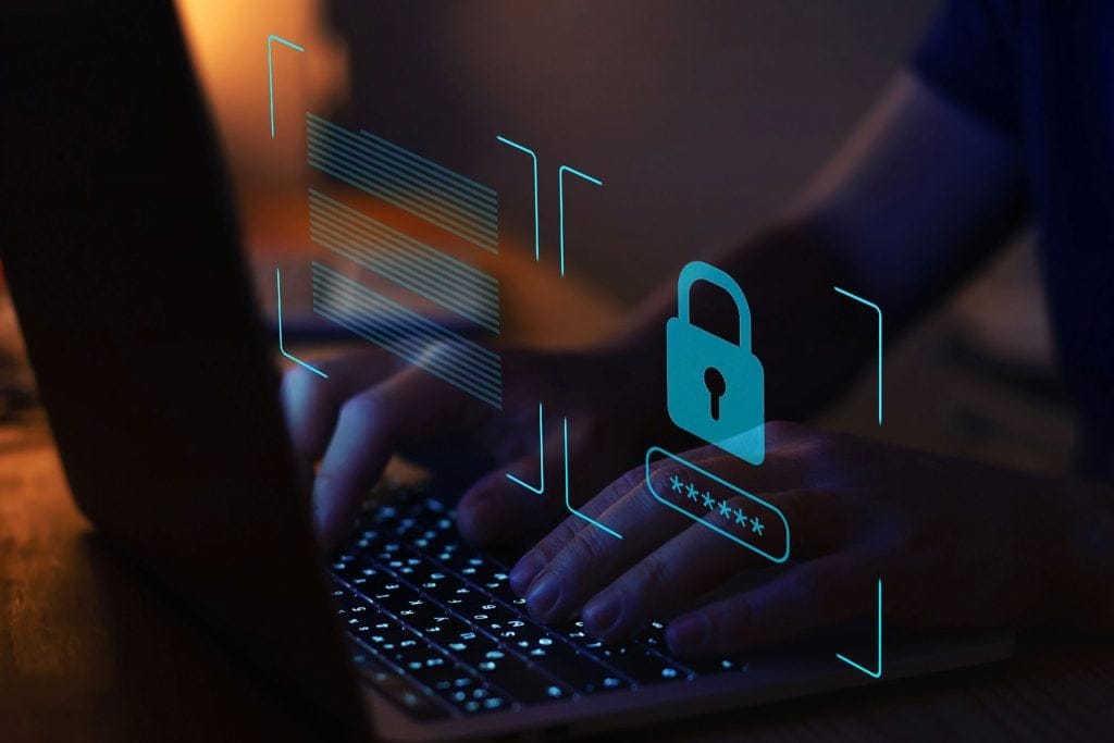 cyber security, remote working, digital crime concept, data protection from hack